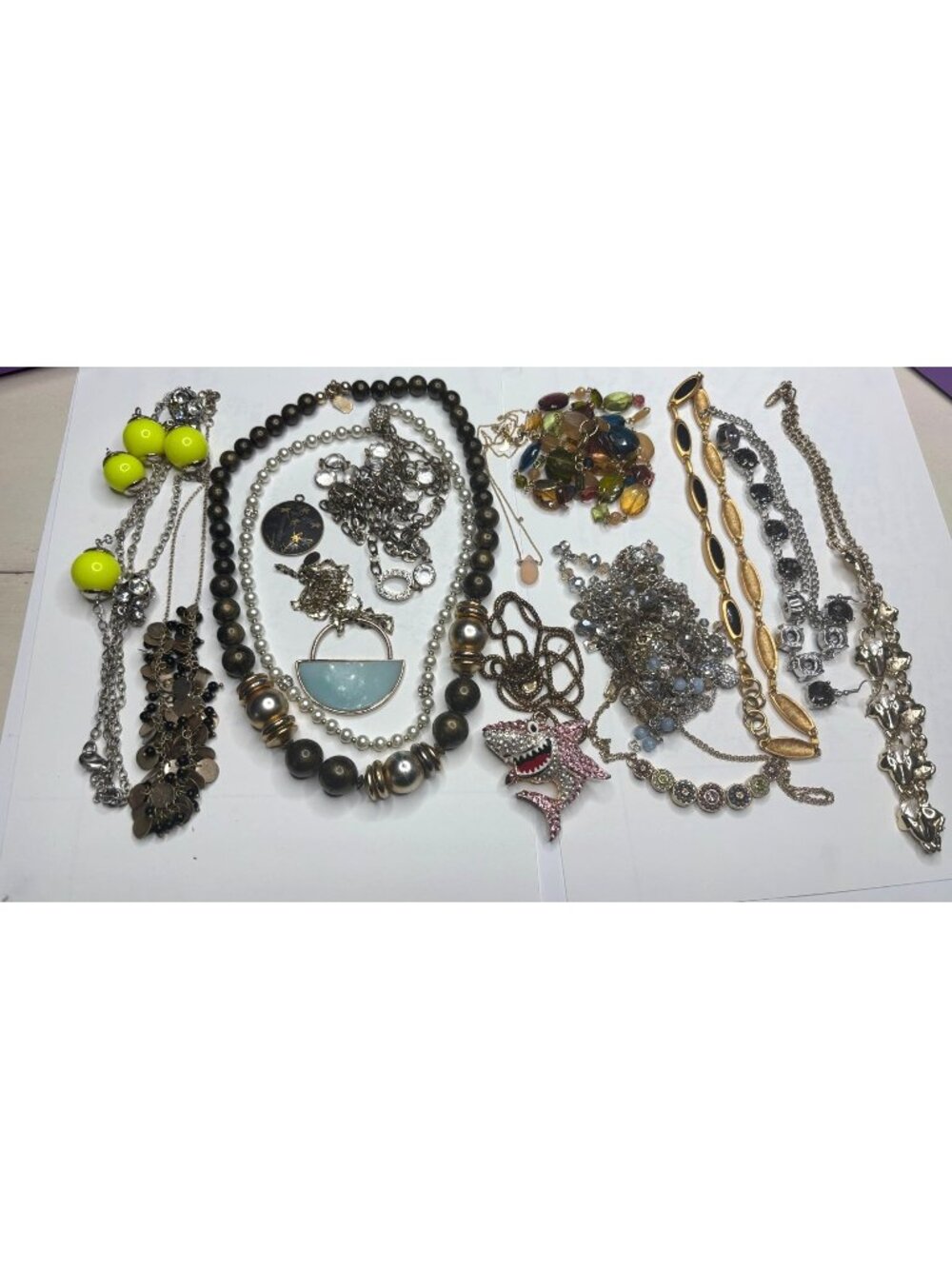 Reseller Necklace Lot: Betsey Johnson Pink Shark, Anne Klein, Loft